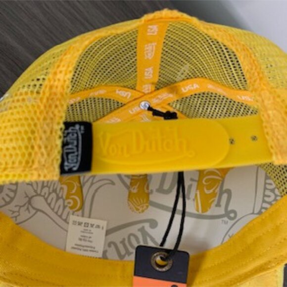 VON DUTCH HOLLYWOOD VELVET TRUCKER HAT IN YELLOW NWT - Picture 10 of 12